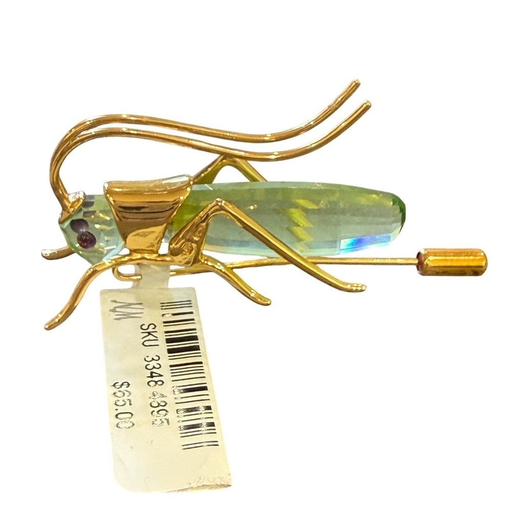 Swarovski Paris Aptera Chrysolite Paradise 925 Sterling Grasshopper Brooch Green